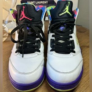 Jordan Retro 5 “Belair” size 10 white/black/green/pink